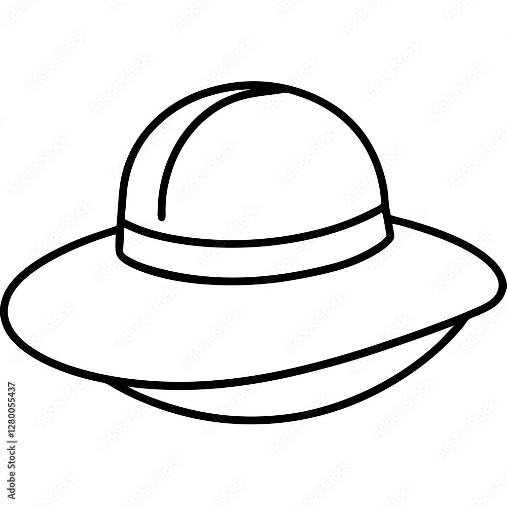 Classic Sun Hat Icon on White Background Classic Sun Hat Icon on White Background