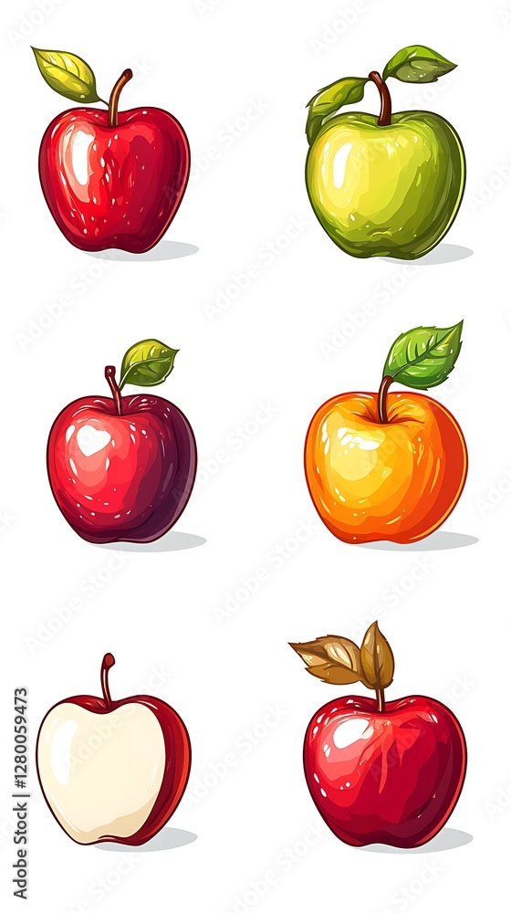 Colorful apples, various views, studio Colorful apples, various views, studio