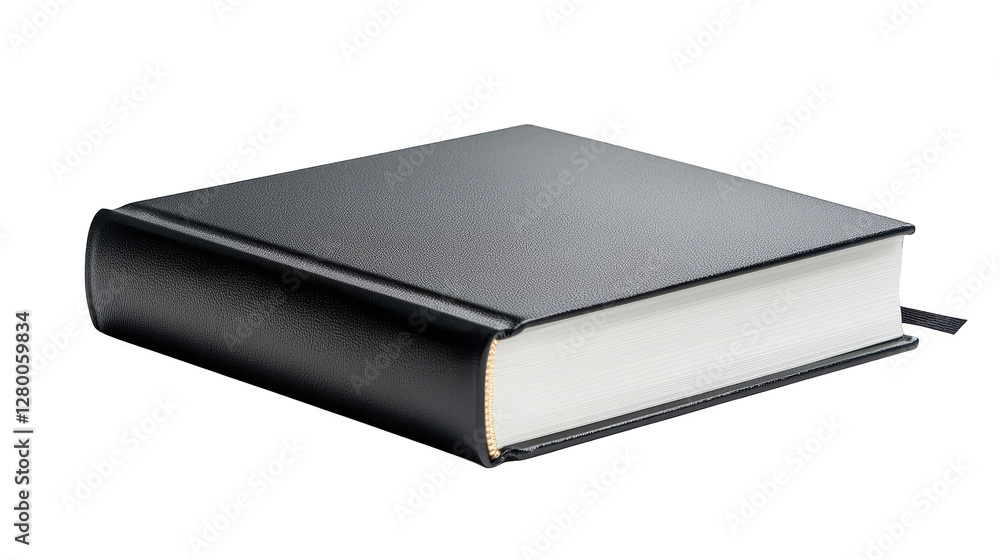 Classic black hardcover book with blank white cover, a minimalist design for writers and readers Classic black hardcover book with blank white cover, a minimalist design for writers and readers