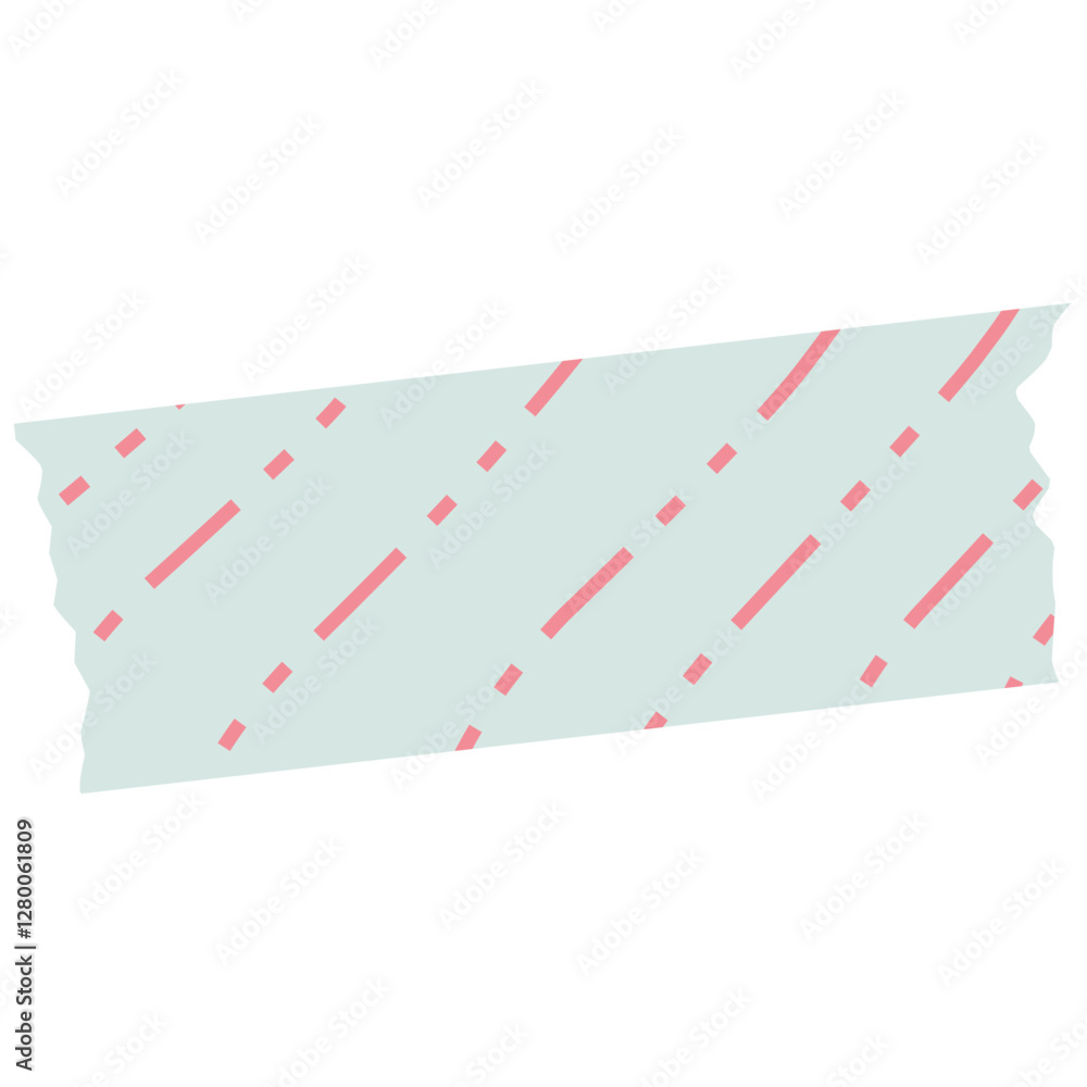 Obraz premium Green Paper Tape with Pink Line Pattern