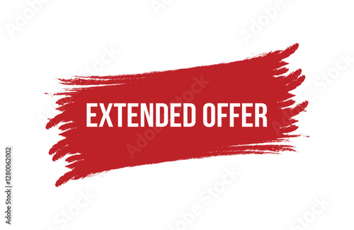 Brush style extended offer red banner design isolated on white background.