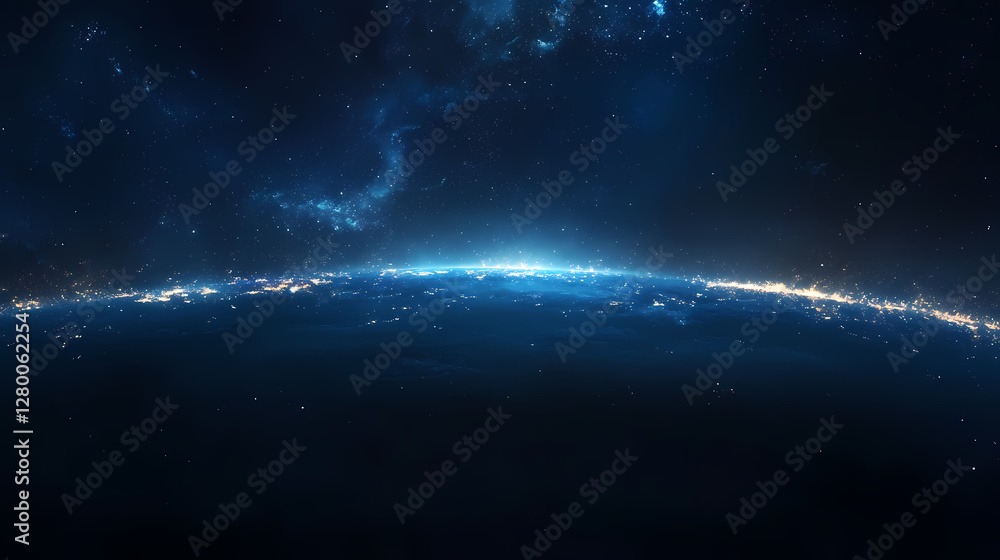 Obraz premium Earth from Space: City Lights and Dark Oceans