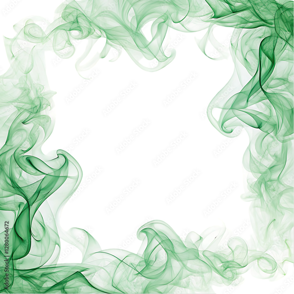 A high quality green smoke border illustration isolated on white background. Trending Green frame effect on white background. A high quality green smoke border illustration isolated on white background. Trending Green frame effect on white background.