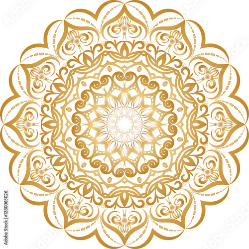 Ornamental luxury mandala pattern background with royal golden arabesque pattern Arabic Islamic east style. Traditional Turkish, Indian motifs. Great for fabric and textile, wallpaper, packaging manda