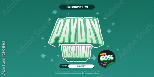 Payday Discount Sale Deals Promotion Horizontal Banner template with Green Elegant Theme