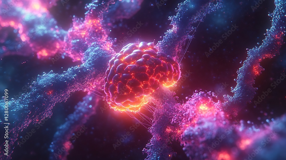 A glowing quantum brain suspended in a dark void, connected to a radiant web of quantum particles and holographic projections, vibrant neon colors dominating, soft glow emanating from neural pathways, A glowing quantum brain suspended in a dark void, connected to a radiant web of quantum particles and holographic projections, vibrant neon colors dominating, soft glow emanating from neural pathways,