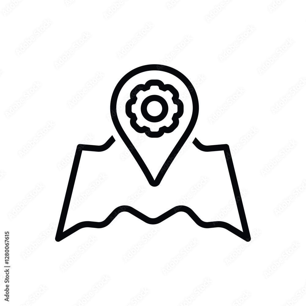 Black line icon for location services Black line icon for location services
