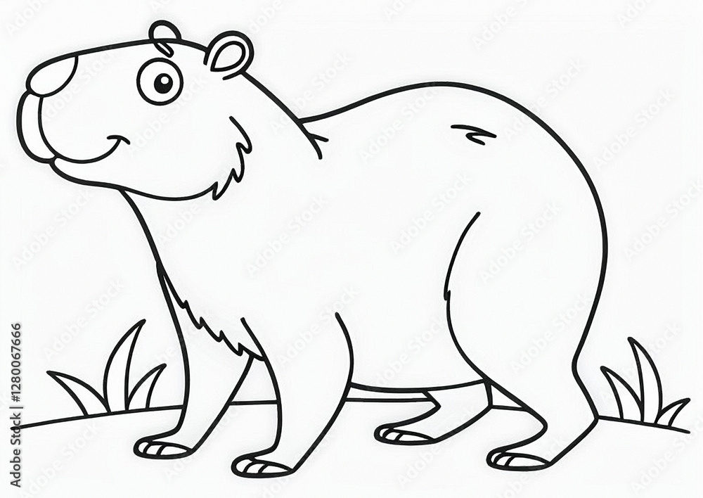 Cartoon circuit drawing of a walking caprabar on a white background. Cartoon circuit drawing of a walking caprabar on a white background.