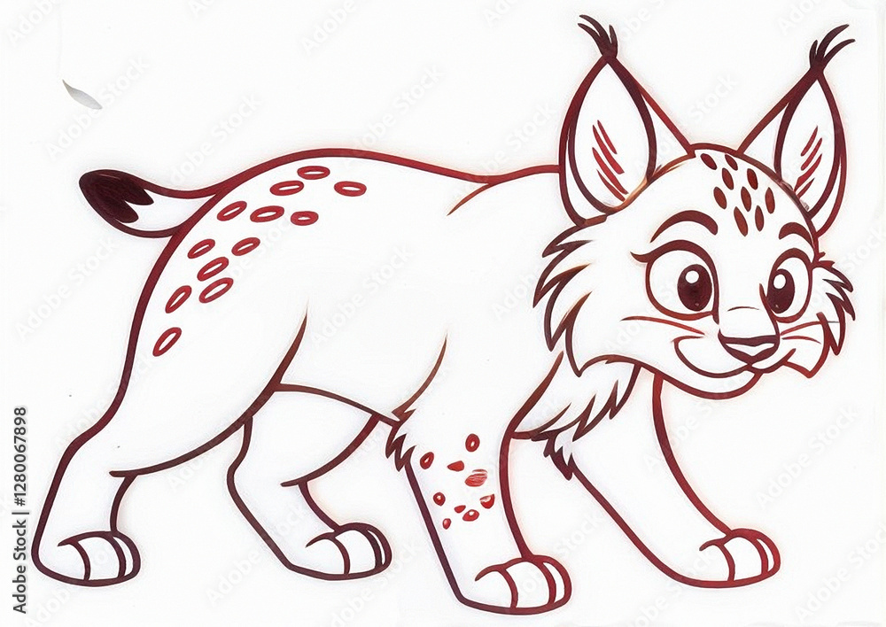 Cartoon circuit drawing of a walking lynx on a white background. Cartoon circuit drawing of a walking lynx on a white background.