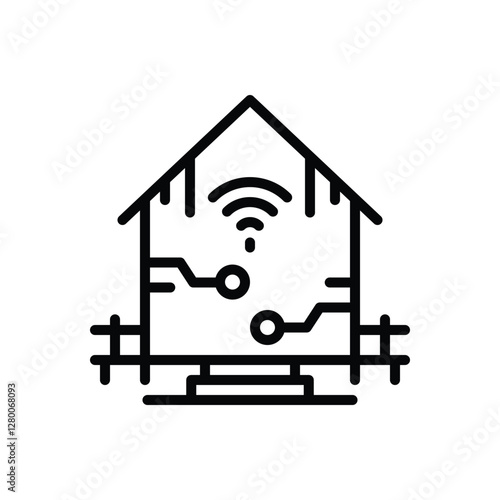 Black line icon for smart home