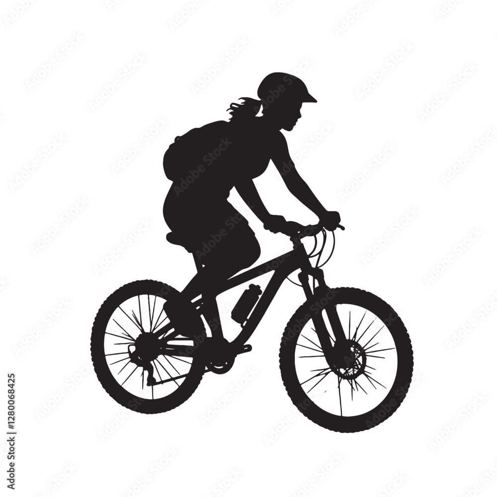 Naklejka premium Woman Riding a Motorcycle Silhouette in Motion