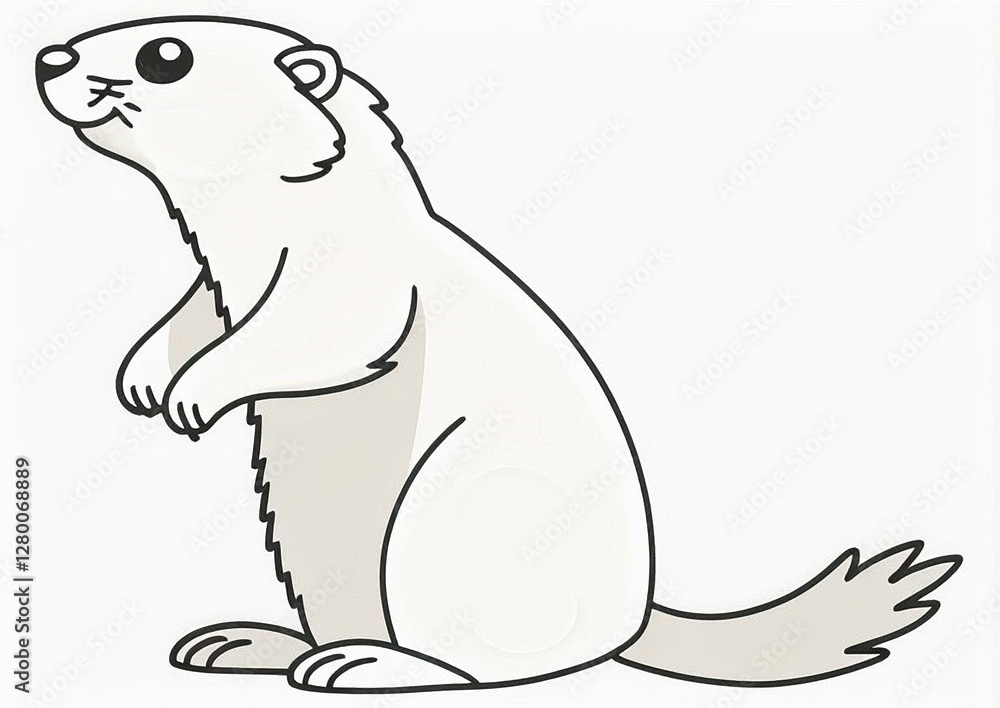 Cartoon outline drawing of a gopher standing on its hind legs on a white background. Cartoon outline drawing of a gopher standing on its hind legs on a white background.