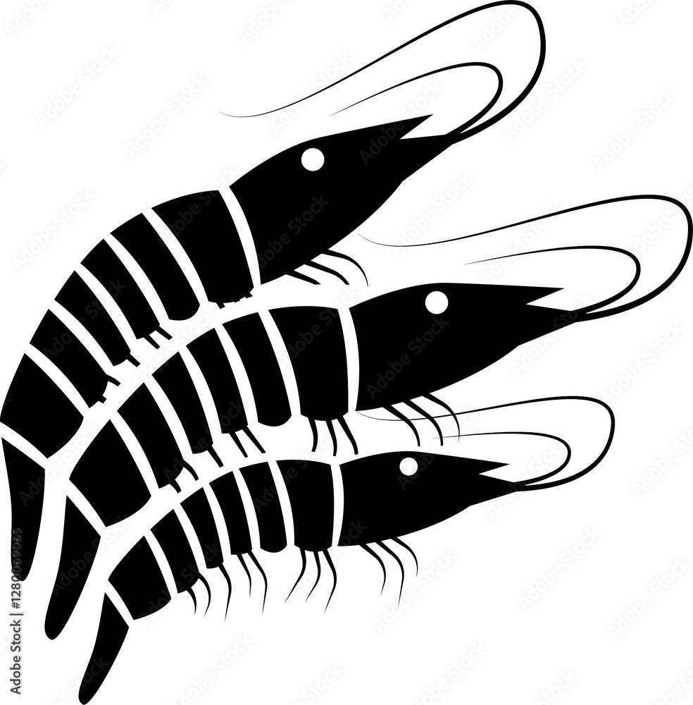 Set of Shrimp silhouette vector illustration Set of Shrimp silhouette vector illustration