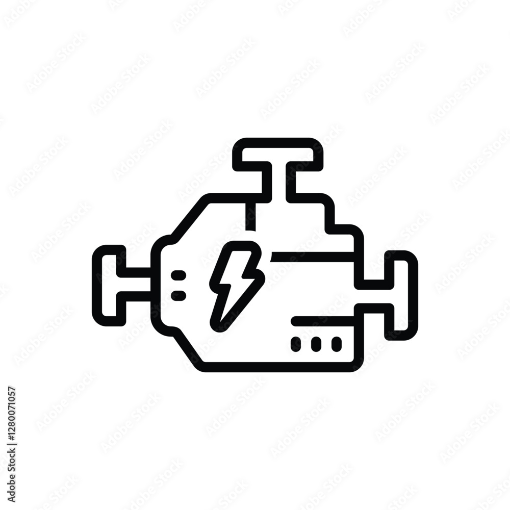 Black line icon for engine turn up Black line icon for engine turn up