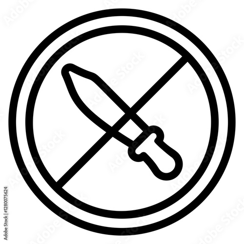 No knife entry Line Icon