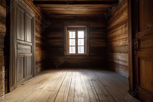 Wallpaper Mural Dark brown wooden wall and floor background with copy space Torontodigital.ca