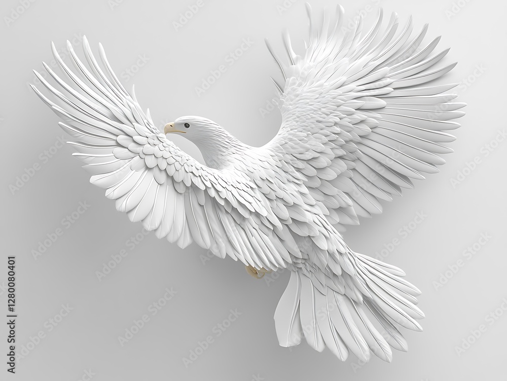 Obraz premium Soaring white eagle abstract art digital sculpture minimalist design