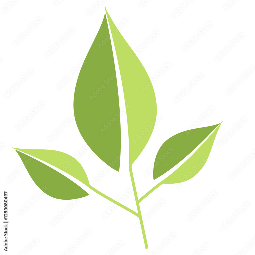 Fototapeta premium Eco icon three green leaves flat