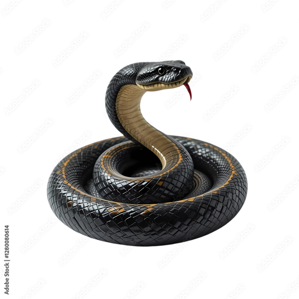 Obraz premium Black Snake: Cobra Image, Reptile, Wildlife isolated on transparent background