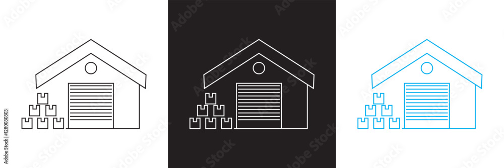 Fototapeta premium Warehouse icon. isolated on white and black background. Vector illustration. EPS 10