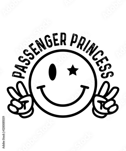 Passenger Princess Smiley Retro SVG Tshirt Designs