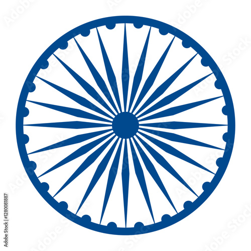 Ashoka Chakra vector symbol from the Indian national flag, representing peace, progress, and dharma. Perfect for patriotic designs, Republic Day, Independence Day, cultural projects, and design