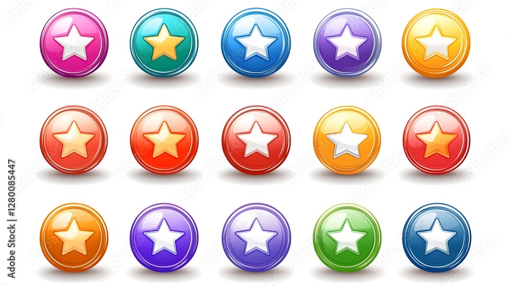 Colorful star buttons on white background (1) Colorful star buttons on white background (1)