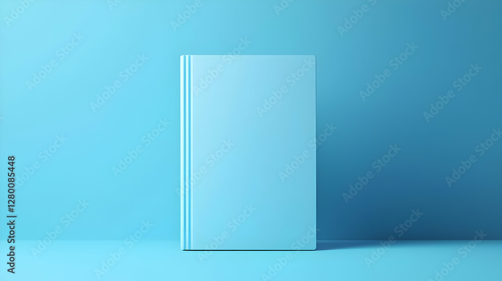 Blue hardcover book resting upright on a vibrant blue background, showcasing its sleek design and textured cover for an inviting presentation. Blue hardcover book resting upright on a vibrant blue background, showcasing its sleek design and textured cover for an inviting presentation.