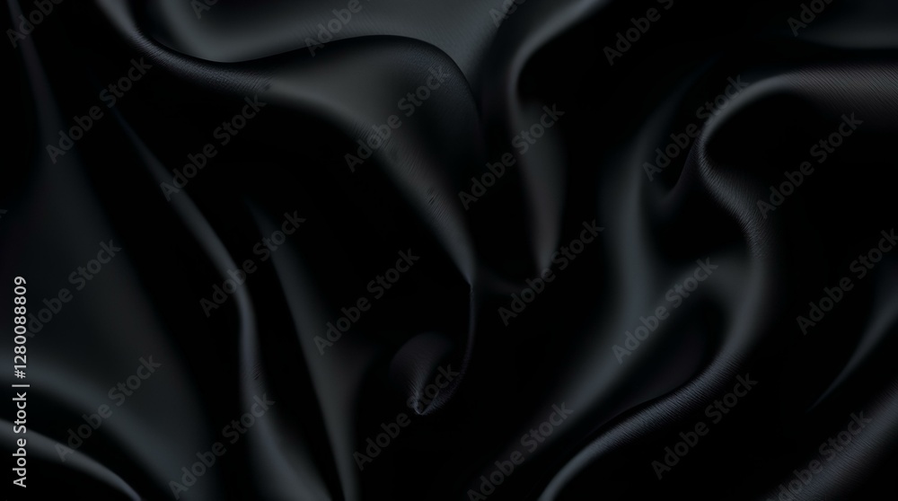 Obraz premium elegant black silk satin texture in dynamic motion
