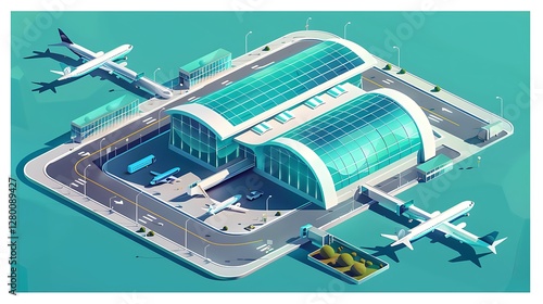 Wallpaper Mural Isometric Modern Italian Vector Image of a futuristic Italian airport with glass architecture Torontodigital.ca