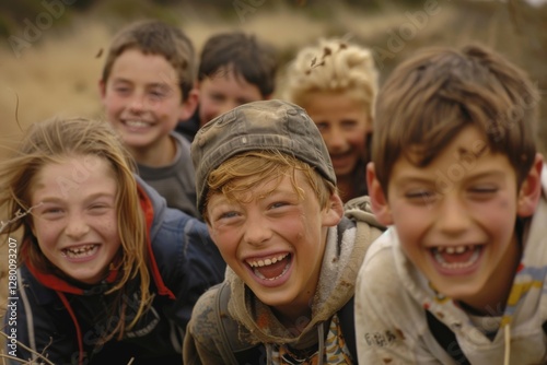 Wallpaper Mural Portrait of group of happy children laughing and looking at camera in countryside Torontodigital.ca