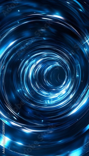 Dark blue vortex tunnel with bright swirling lights effect
