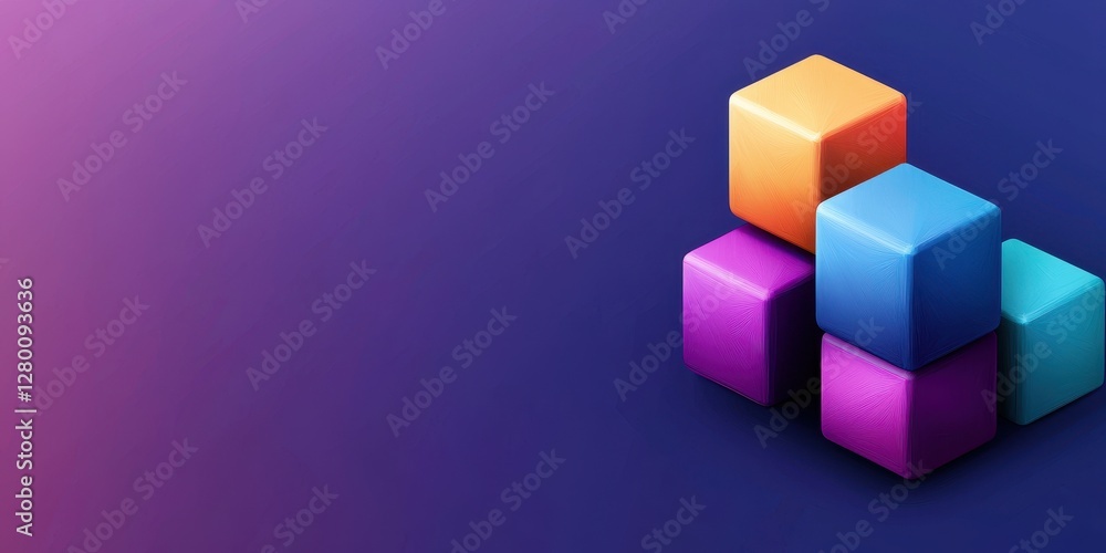 A colorful arrangement of 3D blocks against a gradient background, creating a modern and vibrant aesthetic. A colorful arrangement of 3D blocks against a gradient background, creating a modern and vibrant aesthetic.