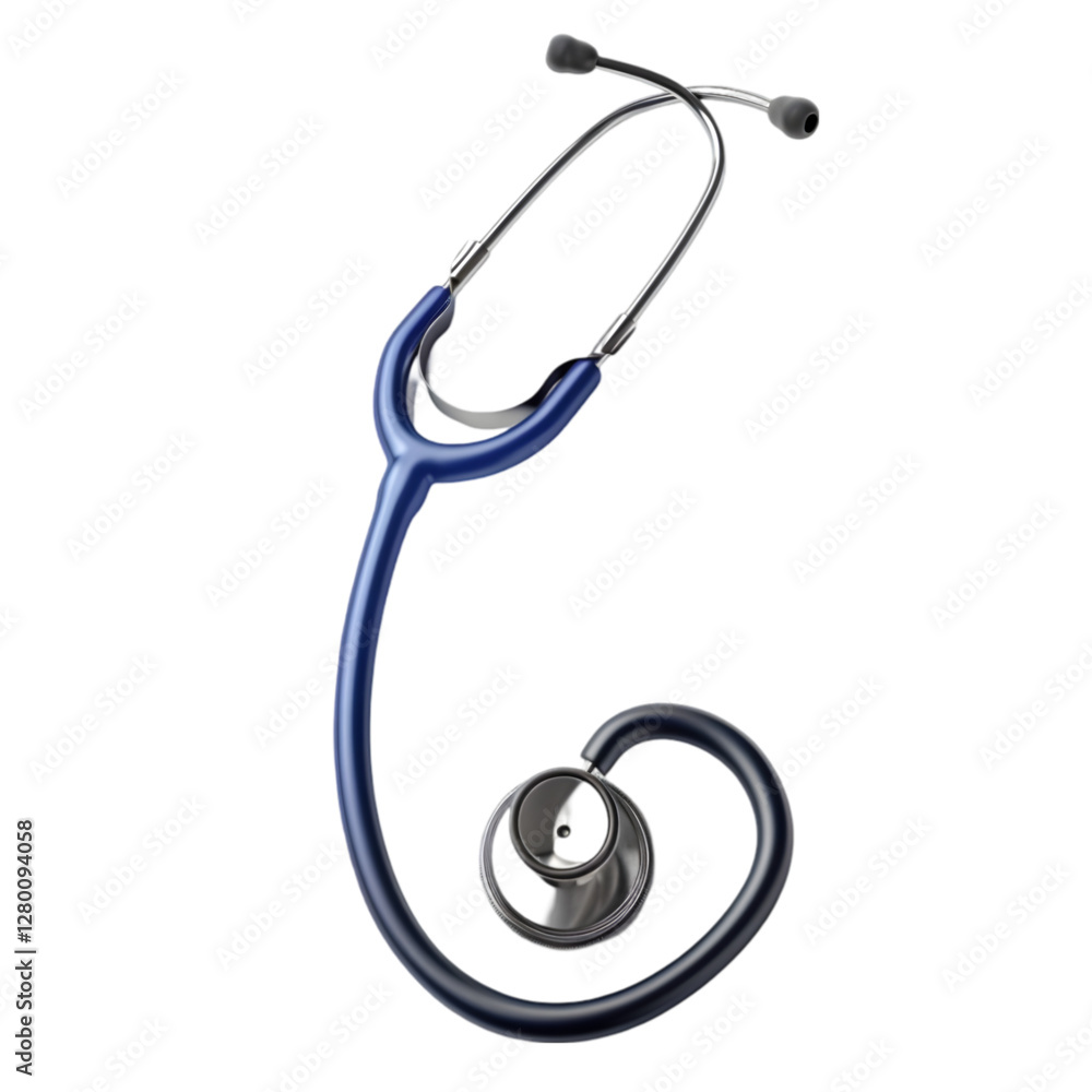 Stethoscope on a white background, symbolizing healthcare and medical examination tools