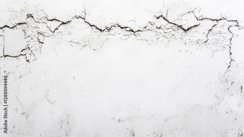 Cracked white wall texture reflecting weathered surface characteristics and imperfections for creative design and art projects Cracked white wall texture reflecting weathered surface characteristics and imperfections for creative design and art projects