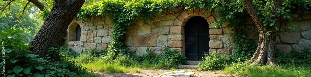 Trees and vines entwined around ancient stones, vine, rustic Trees and vines entwined around ancient stones, vine, rustic