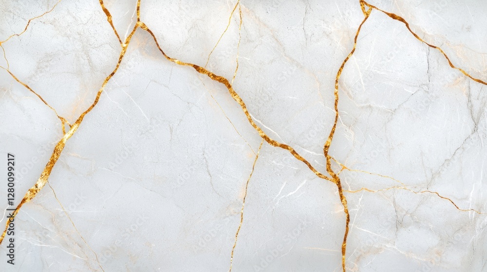 Fototapeta premium Elegant White Marble Surface with Striking Gold Veins, Perfect for Interior Design, Textures, Backgrounds, and Luxury Aesthetic Applications