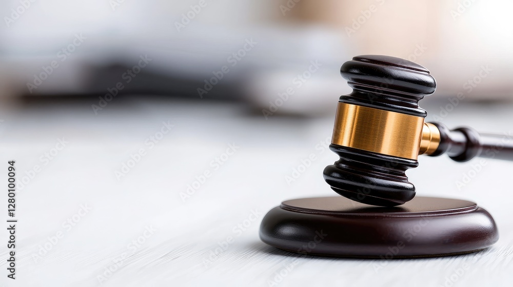 Judge's gavel on a light table, legal proceedings, courtroom background, stock photo Judge's gavel on a light table, legal proceedings, courtroom background, stock photo
