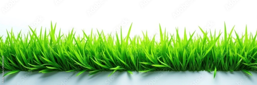 Obraz premium Bright, emerald green grass patch, cleanly cut against white , ecology, green