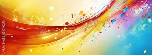 Abstract colorful wave design with vibrant hues and splashes.