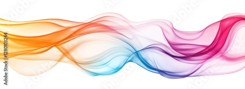 Abstract colorful wave flow on white background.
