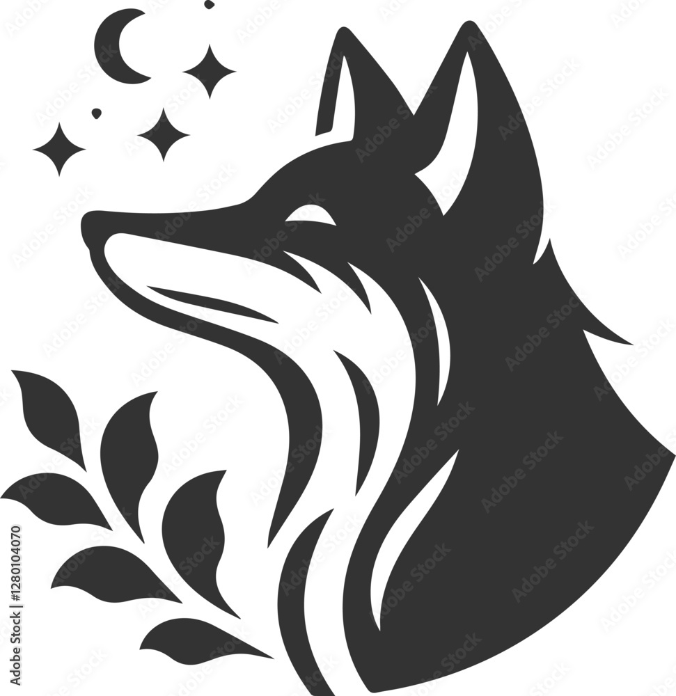Obraz premium A fox looking up at the sky deep in thought vector