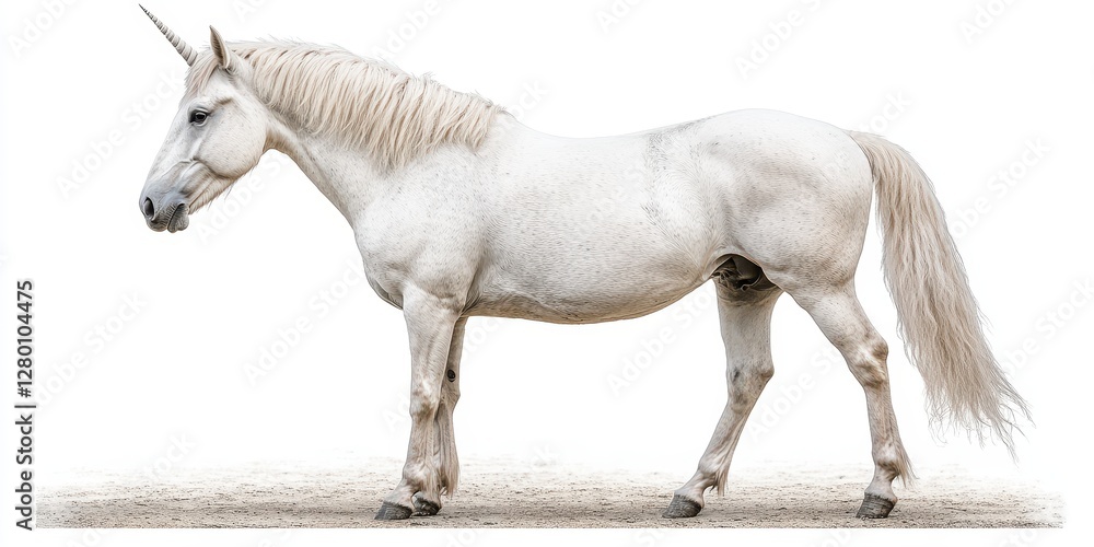 White Unicorn Horse Profile On Light Background