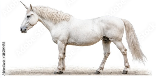 Obraz na płótnie White Unicorn Horse Profile On Light Background w salonie