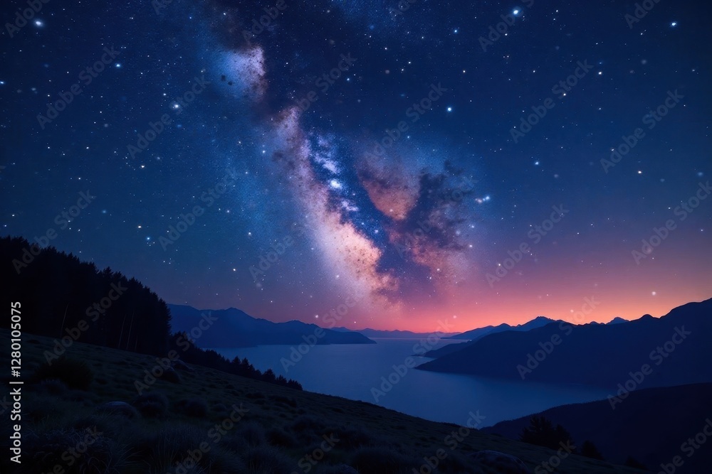 Clear night, countless stars twinkling brightly, night, night photography Clear night, countless stars twinkling brightly, night, night photography