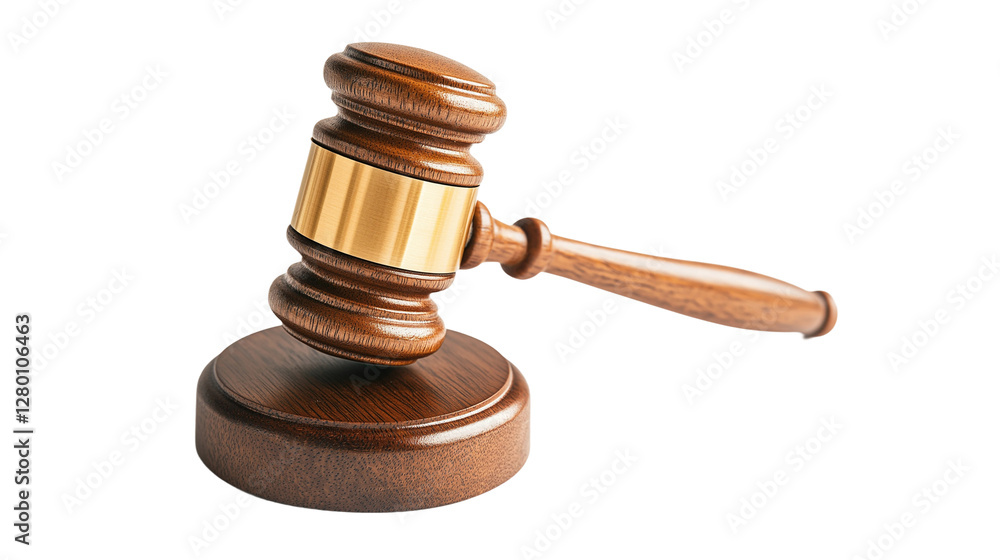 Elegant Wooden Gavel on Simple Background Elegant Wooden Gavel on Simple Background