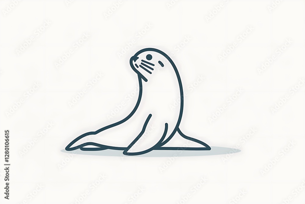 Minimalist linear icon of a seal, outlined in cool grey. Clean, simple lines for a sleek appearance. Minimalist linear icon of a seal, outlined in cool grey. Clean, simple lines for a sleek appearance.