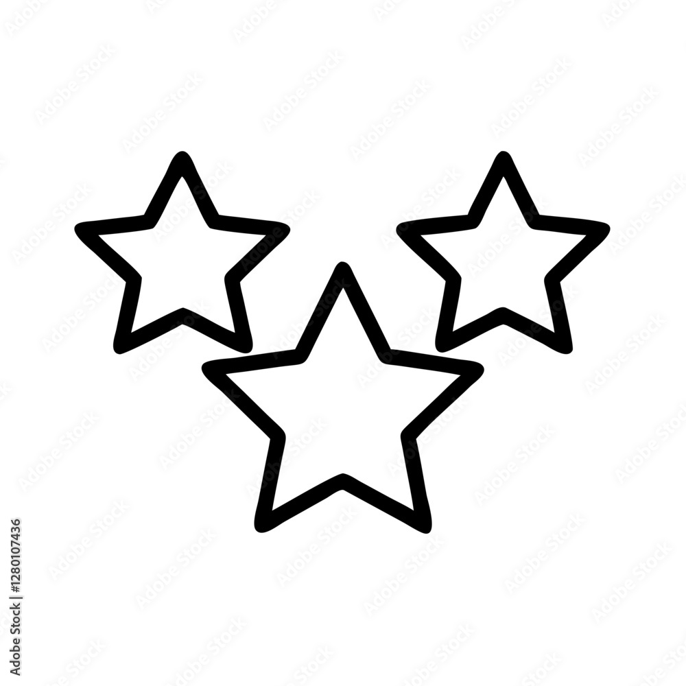 Obraz premium Three stars rating icon in minimalistic black outline style