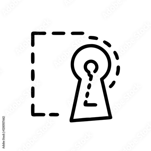 Keyhole icon for unlocking features in minimalistic black outline style