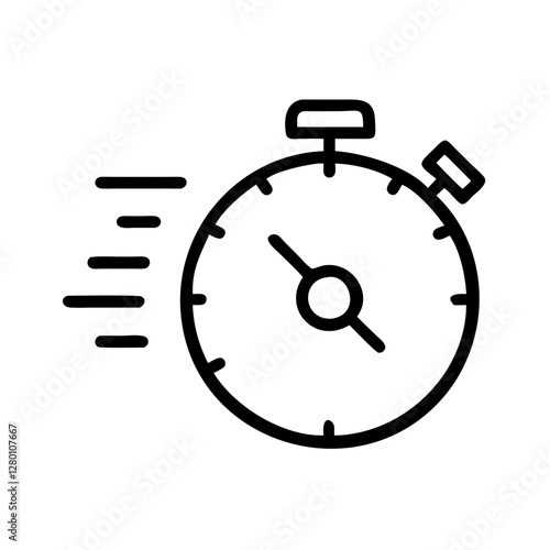 Free Download Stopwatch icon with speed lines in minimalistic black outline style - GFXLoad